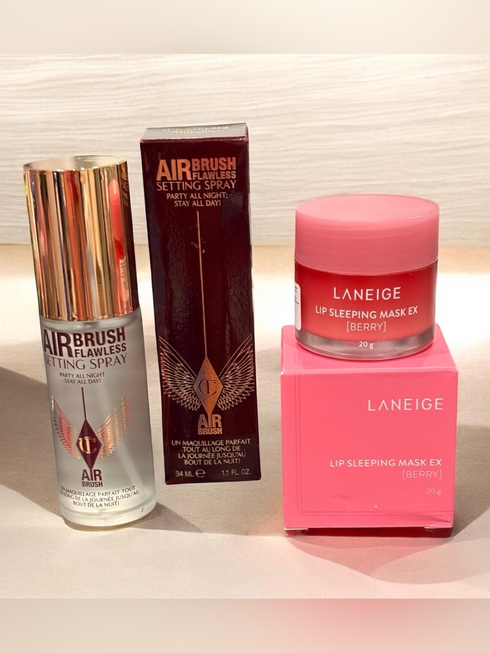 Charlotte Tilbury Setting Spray & Laneige Lip Sleeping Mask NIB